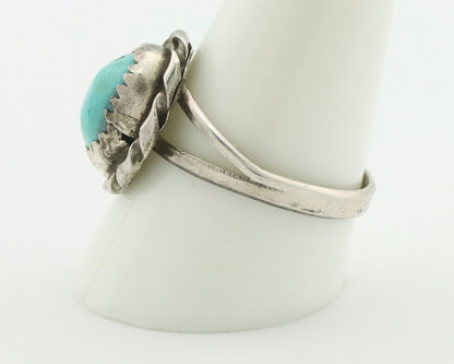 Navajo Handmade Ring .925 Silver Kingman Turquoise Native Artist C.80's