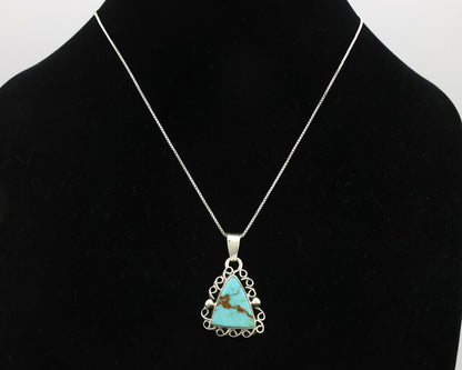 Navajo Pendant .925 Silver Bisbee Turquoise Artist Signed Gecko C.80's