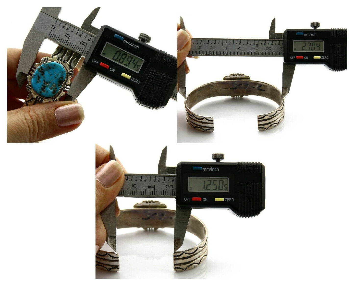 Navajo Bracelet .925 Silver Sleeping Beauty Turquoise Signed AA C.80's