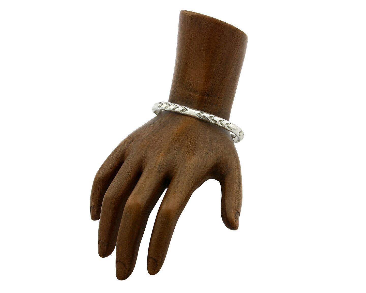 Navajo Bracelet .925 Silver Hand Stamped Arrow Head Artist V Montoya C.80's