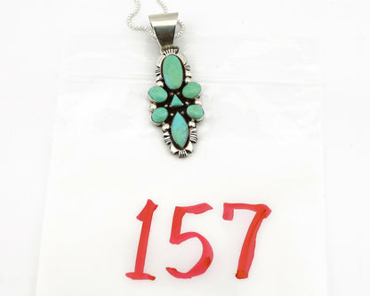Navajo Necklace .925 Silver Kingman Turquoise Signed JY C.1980's