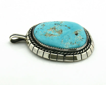 Navajo Pendant .925 Silver Kingman Turquoise Signed Artist Tom Willeto C.80's