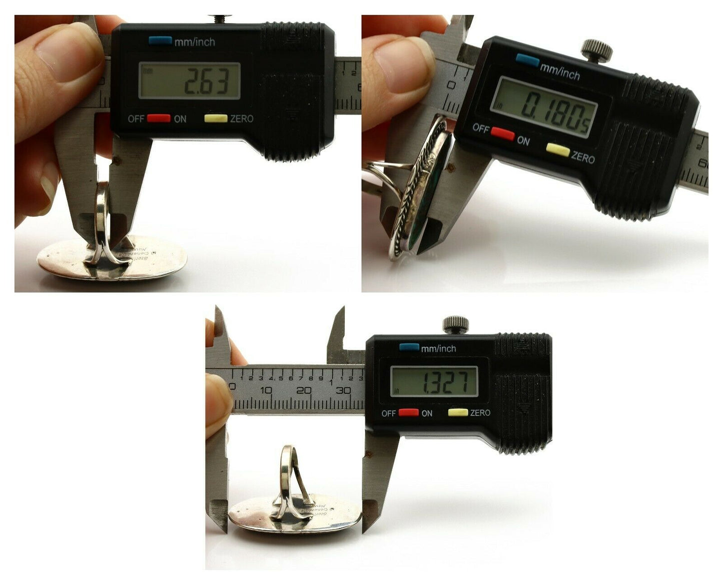 Navajo Ring .925 Silver Kingman Turquoise Native American Artist C.1980's