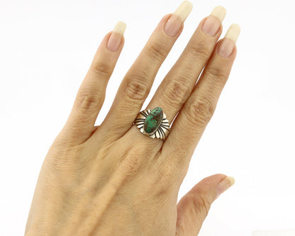 Navajo Ring .925 Silver Blue Green Arizona Turquoise Artist Signed Apache C.80's
