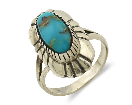 Navajo Ring .925 Silver Arizona Turquoise Signed M Montoya C.80's