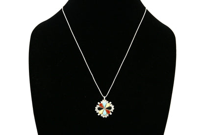 Women's Zuni Pendant .925 Silver Gemstone Signed AN Necklace