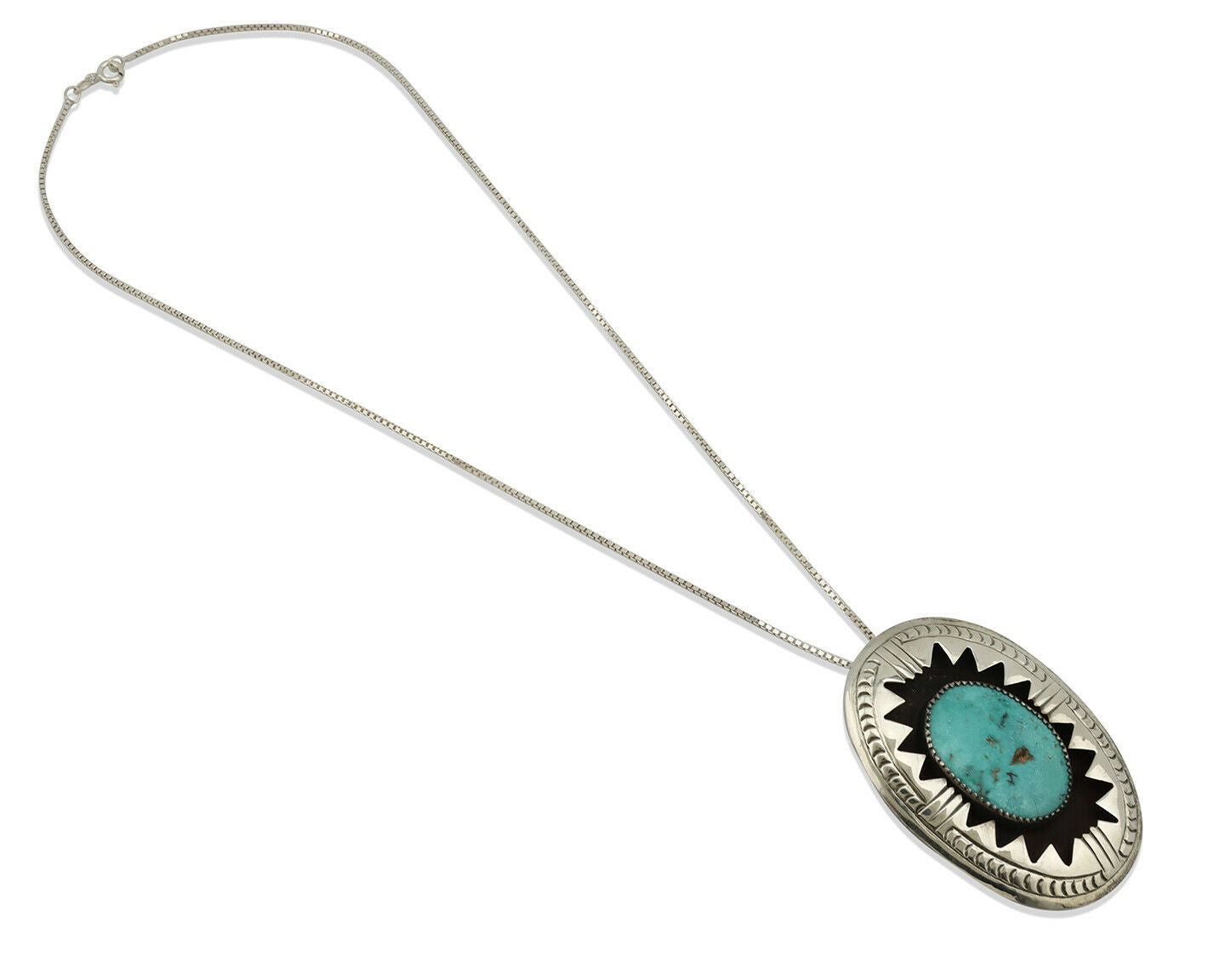 Navajo Pendant .925 Silver Blue Turquoise Native American C.80's