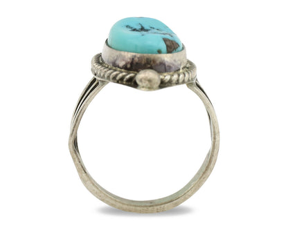 Navajo Ring .925 Silver Sleeping Beauty Turquoise Artist Signed S King C.1980's
