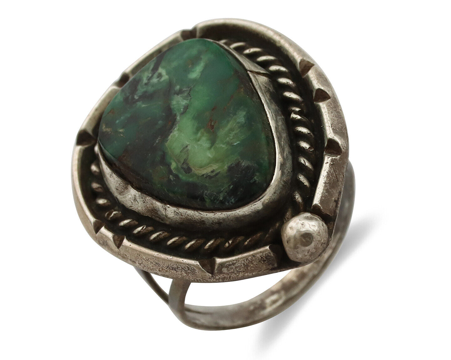 Navajo Ring 925 Silver Bisbee Turquoise Native American Artist C.1980's