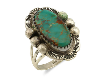 Navajo Ring .925 Silver Kingman Turquoise Artist Signed A C.1980's