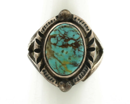 Navajo Ring .925 Silver Blue Turquoise Artist Signed Gecko C.1980's