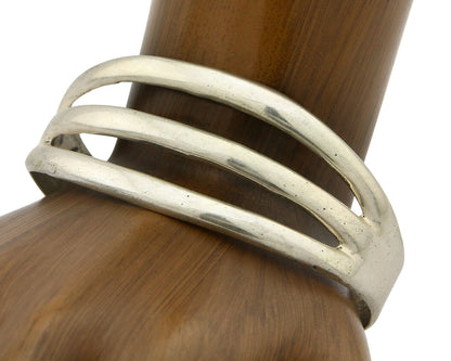 Navajo Sand Cast Bracelet .925 Silver Solid Artist Native American C.80's