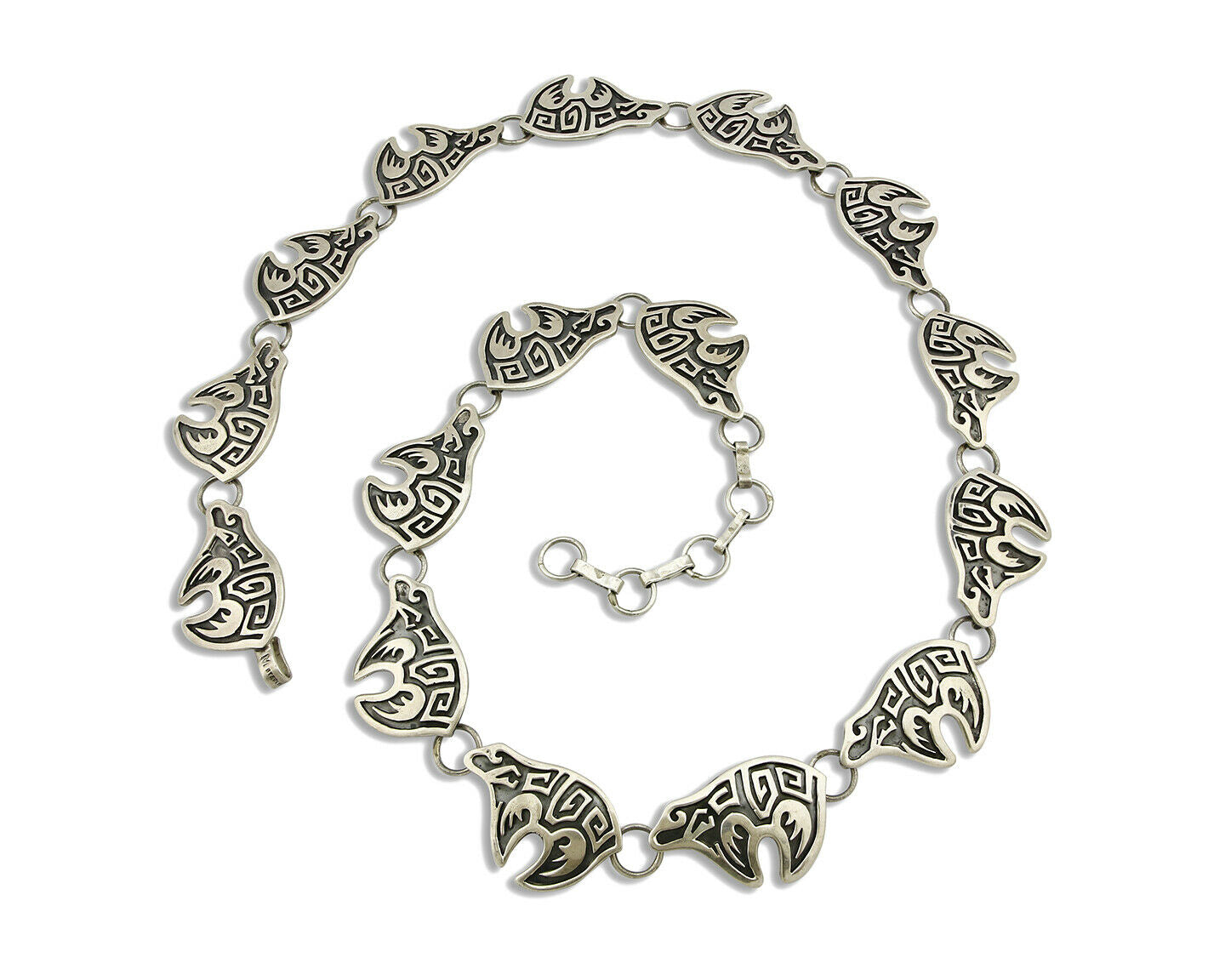 Navajo Spirit Bear Concho Belt .925 Silver Handmade Signed M Montoya C.80's