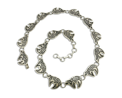 Navajo Spirit Bear Concho Belt .925 Silver Handmade Signed M Montoya C.80's