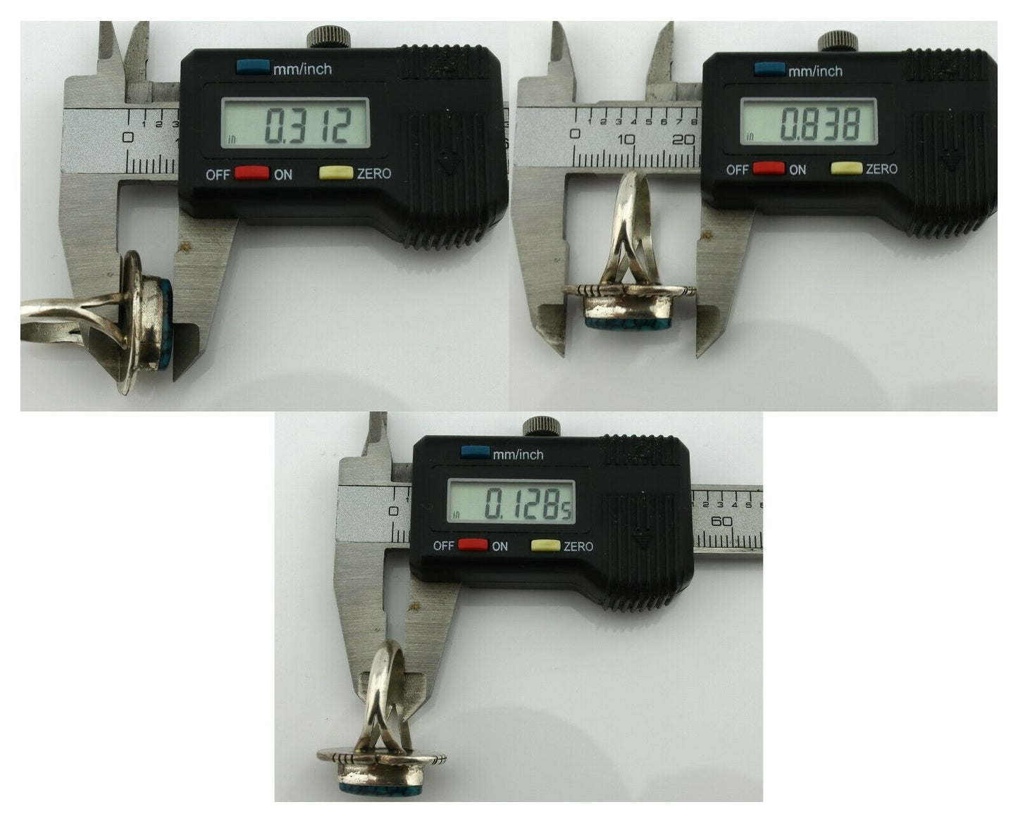 Navajo Ring .925 Silver Spiderweb Turquoise Native American Artist Handmade C80s