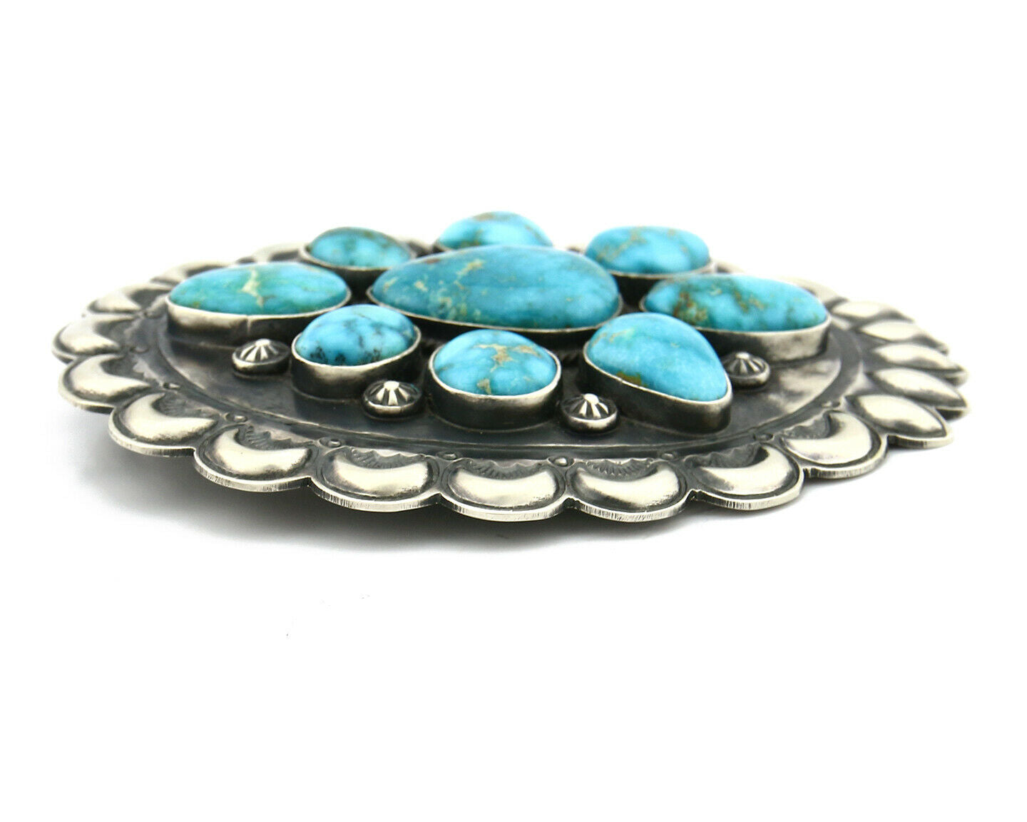 Navajo Morenci Turquoise Pendant .925 Silver Artist Paul J Begay C.80's