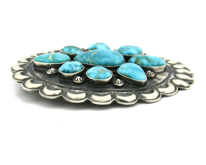 Navajo Morenci Turquoise Pendant .925 Silver Artist Paul J Begay C.80's