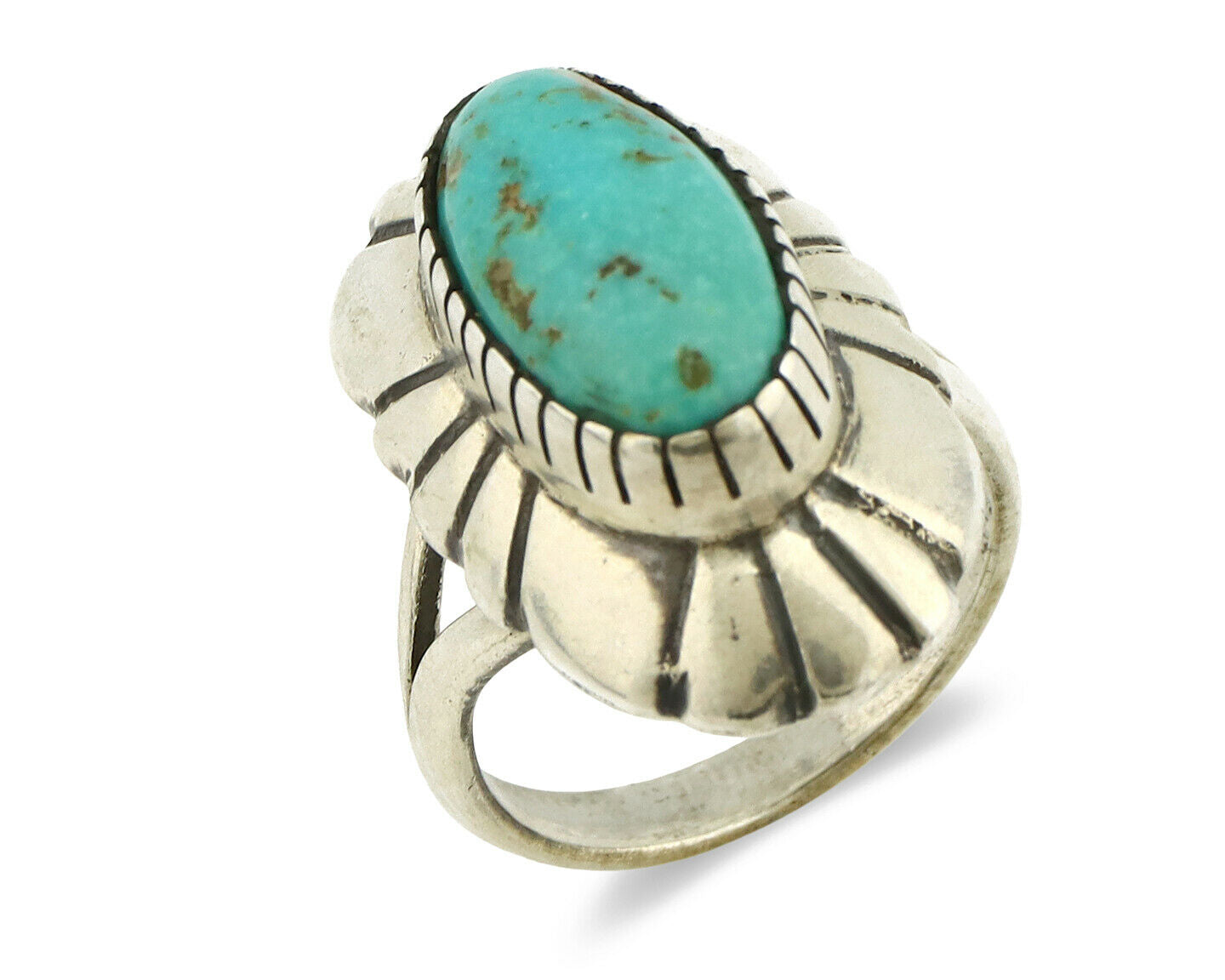 Navajo Ring .925 Silver Arizona Turquoise Signed M Montoya C.80's