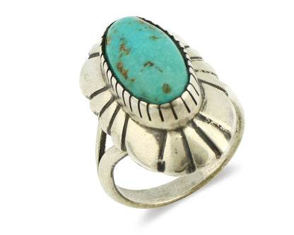 Navajo Ring .925 Silver Arizona Turquoise Signed M Montoya C.80's