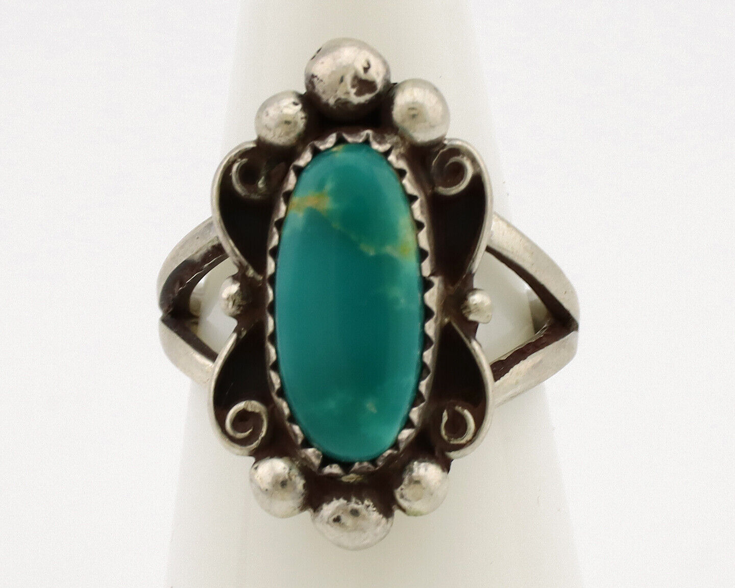 Navajo Ring .925 Silver Natural Turquoise Native American Artist C.1980's
