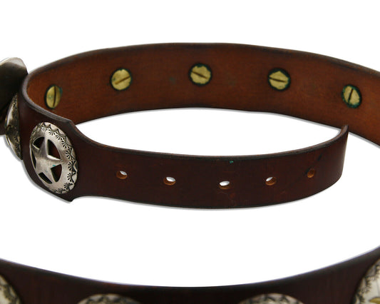 Navajo Concho Belt .925 Silver Signed Sacajawea C.80's