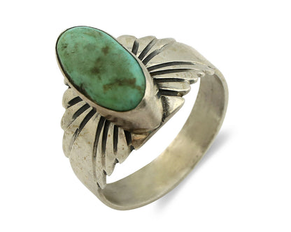 Navajo Ring .925 Silver Kingman Turquoise Artist Signed Apache C.80's