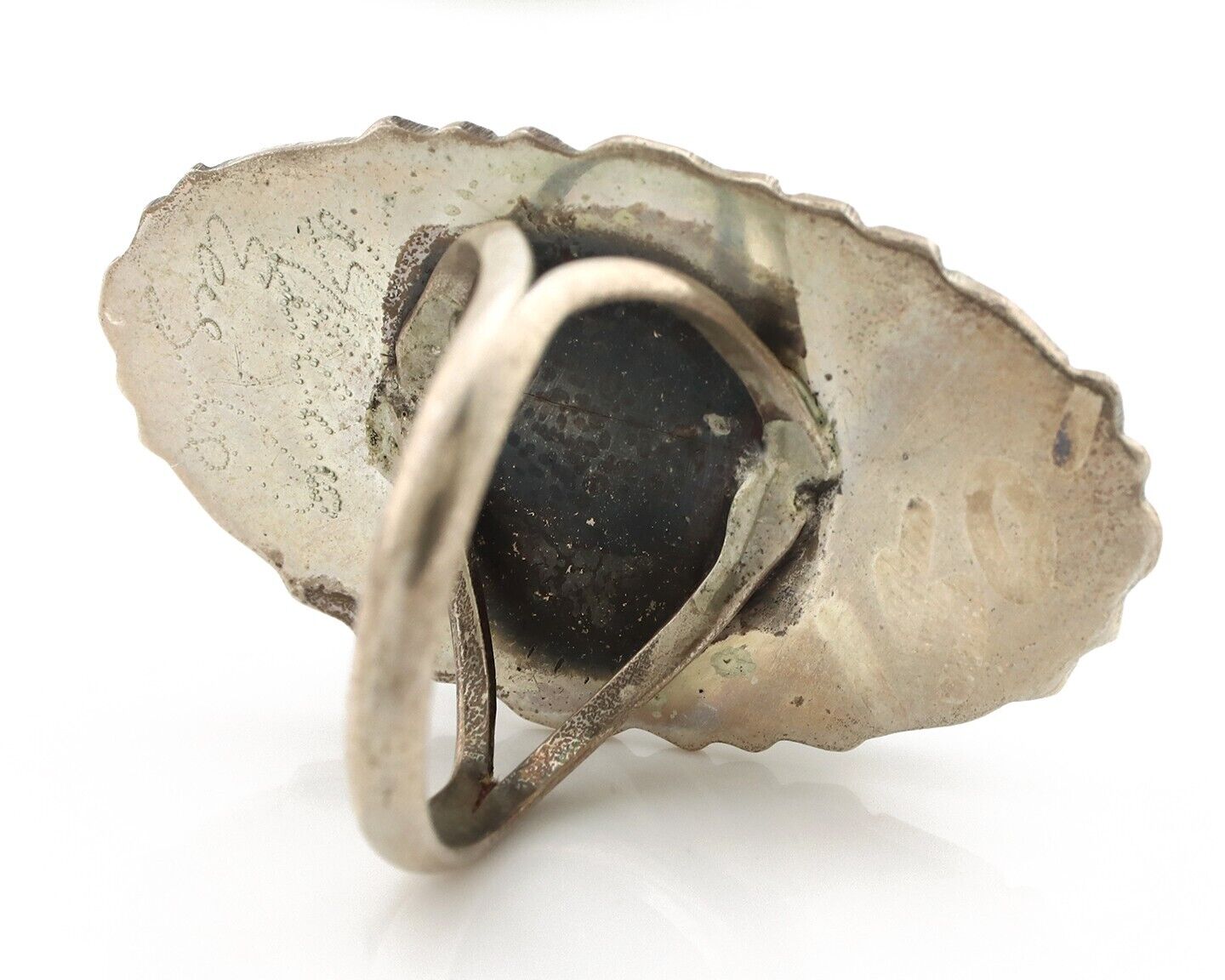 Navajo Ring 925 Silver Blue Spiderweb Artist Signed Billy Eagle C.80s
