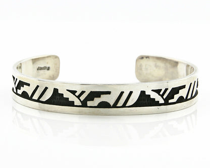 Navajo Bracelet .925 SOLID Silver Native American Artist Overlay Style C.90's
