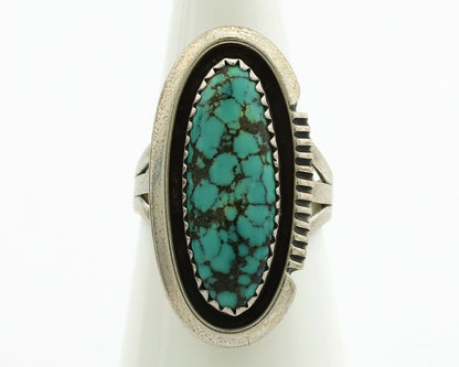 Navajo Ring .925 Silver Spiderweb Turquoise Native American Artist C.1980's