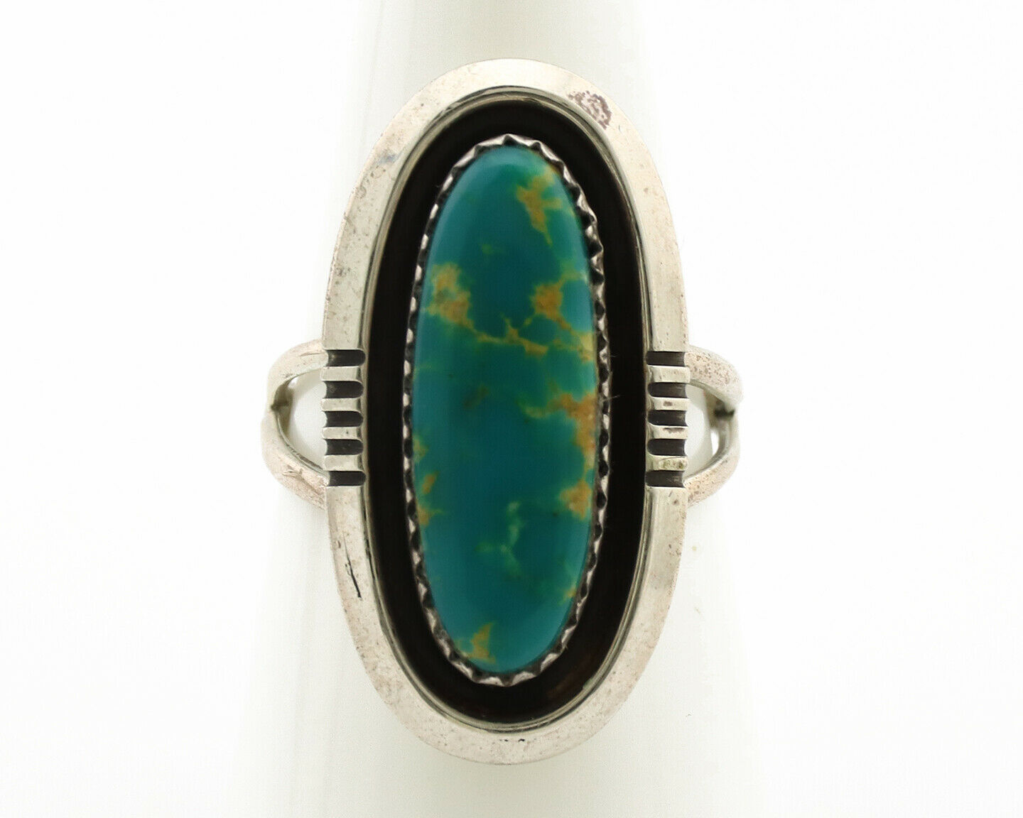 Navajo Ring .925 Silver Natural Blue Turquoise Native American Artist C.1980's