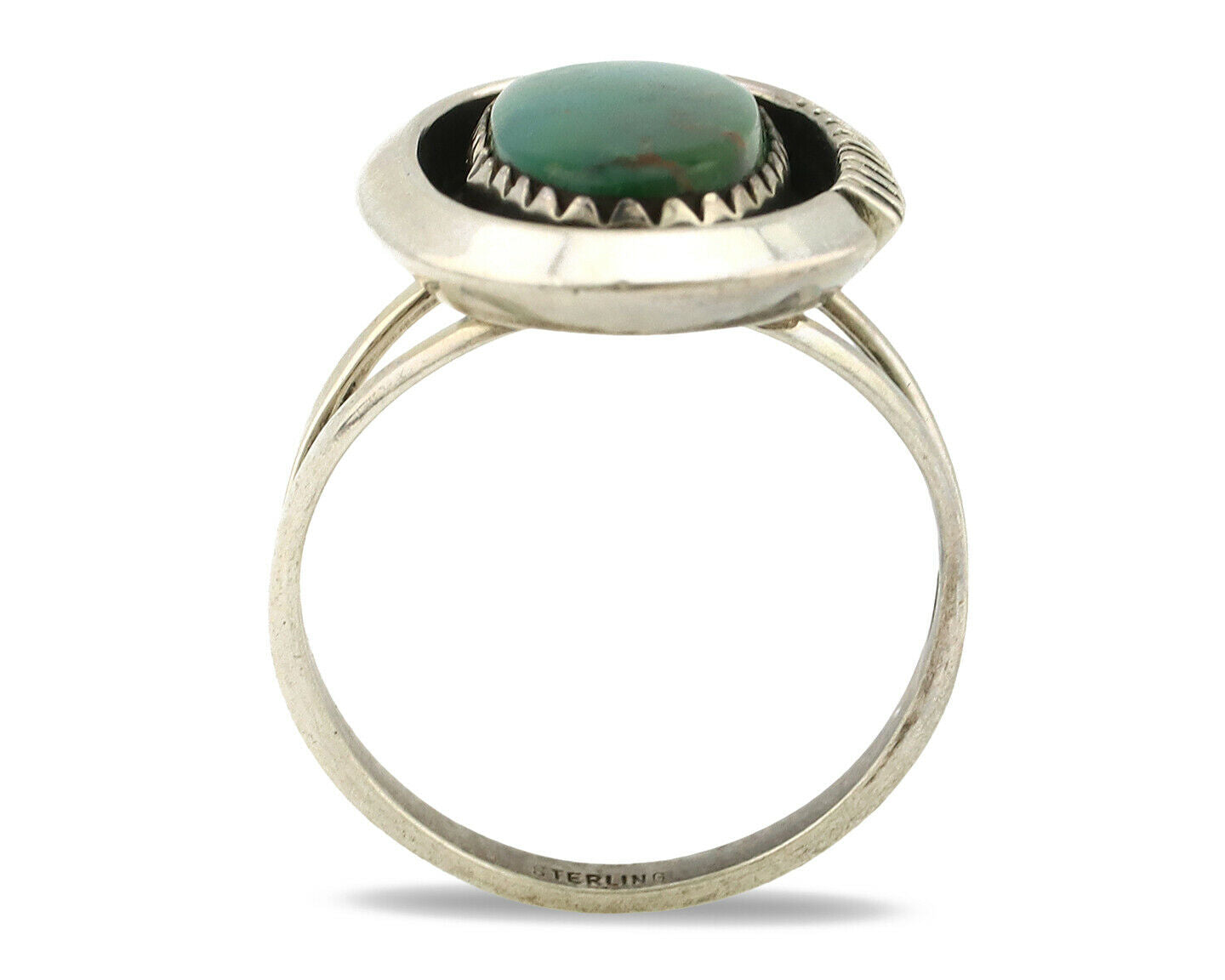 Navajo Ring .925 Silver Kingman Turquoise Native American Artist C.1980's