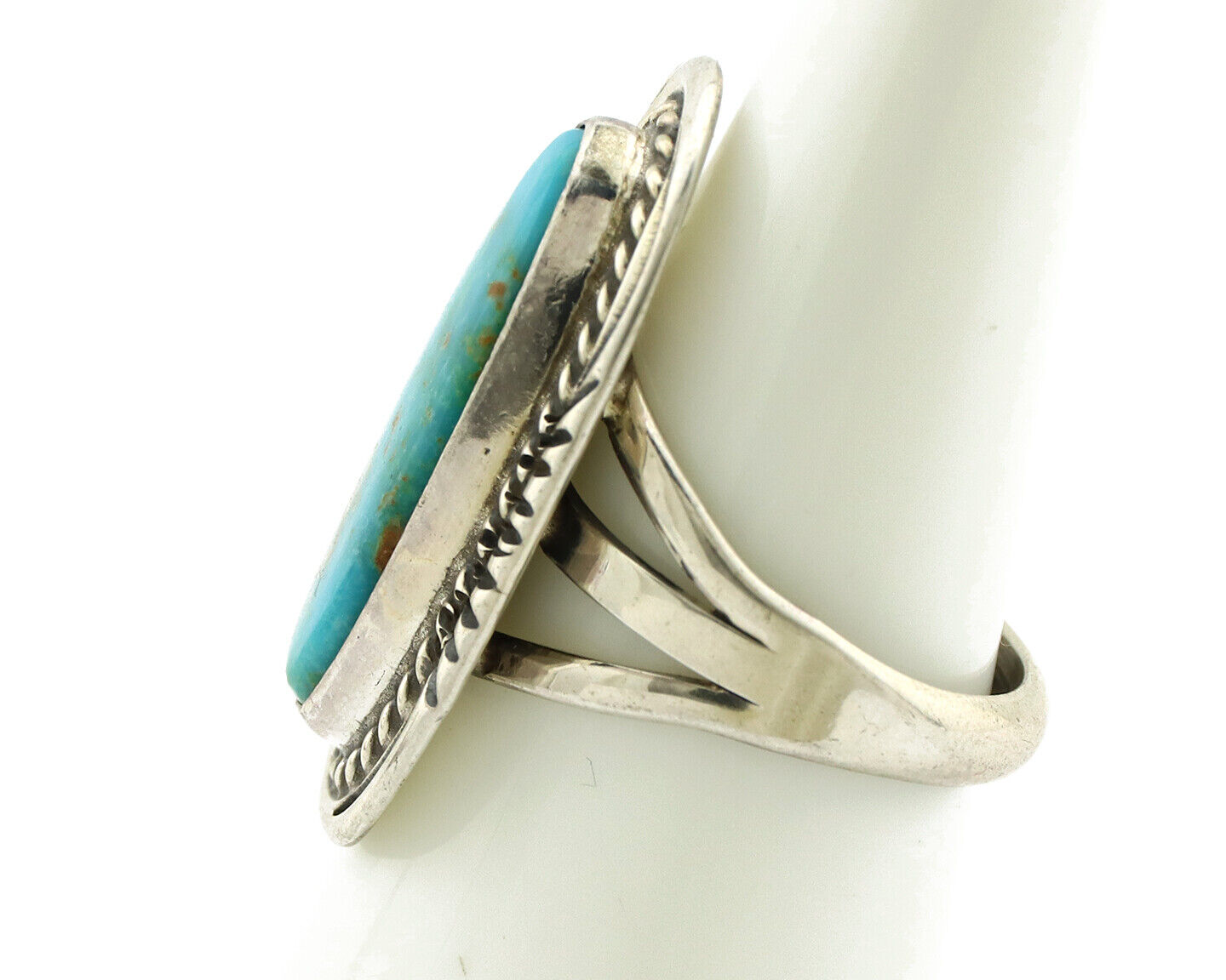 Navajo Ring 925 Silver Turquoise Mountain Artist Signed M Begay C.80's