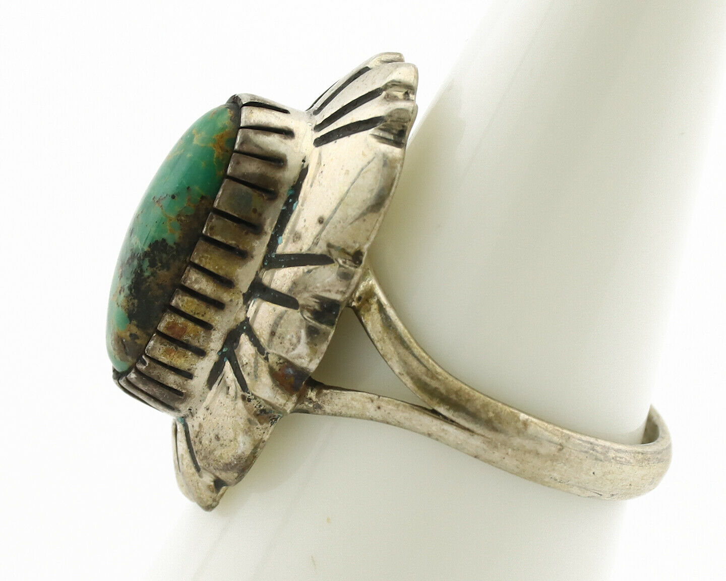 Navajo Ring .925 Silver Natural Mined Turquoise Artist Signed M Montoya C.80's
