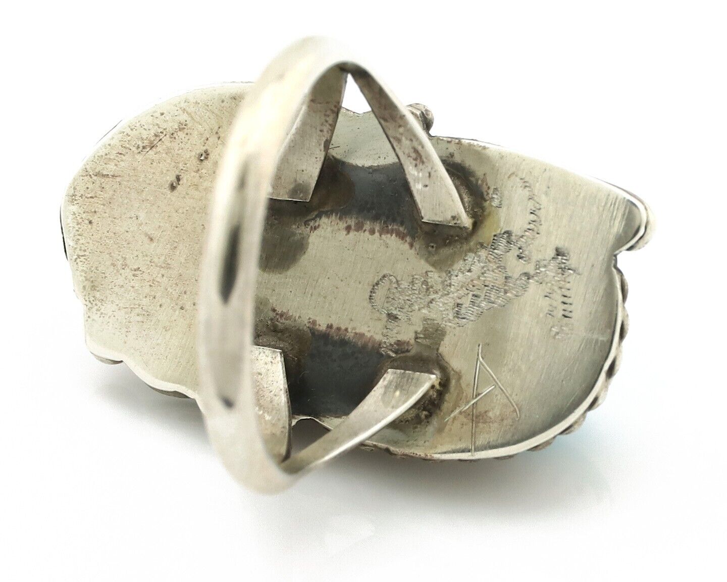 Navajo Ring 925 Silver Natural Morenci Turquoise Artist Signed Justin Morris