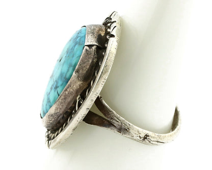 Navajo Ring .925 Silver Spiderweb Turquoise Native American Artist C.80's