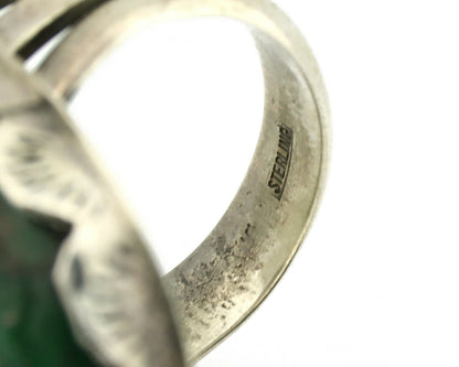 Navajo Ring .925 Silver Colorado Slab Turquoise Native American Artist C.1980's