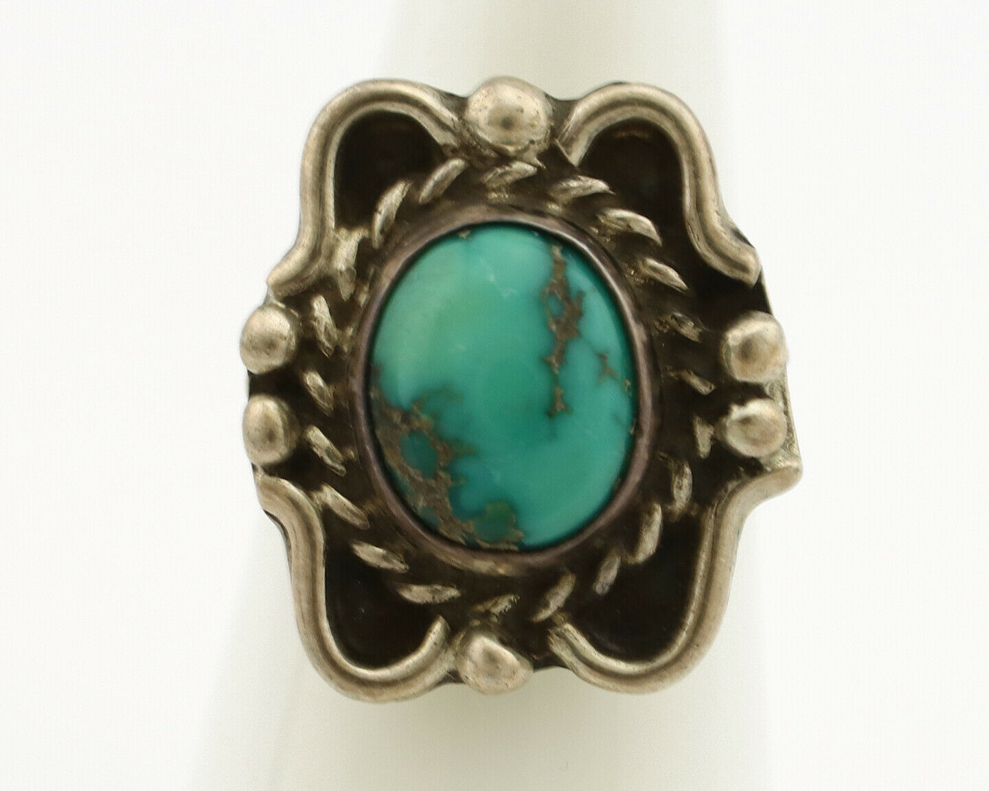 Navajo Ring .925 Silver Kingman Turquoise Native American Artist C.1980's