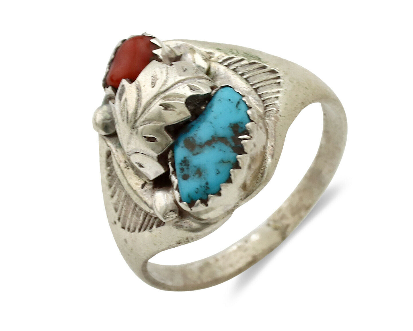 Navajo Ring .925 Silver Sleeping Beauty Turquoise Native Artist C.1980's