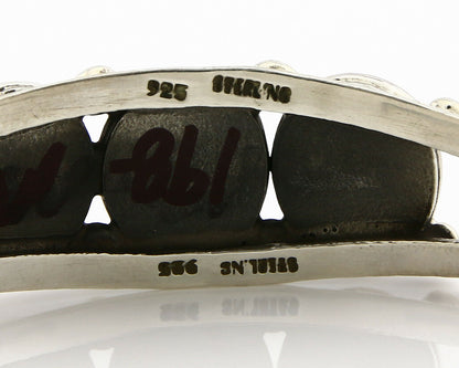 Navajo Bracelet .925 Silver Natural Mother of Pearl Handmade Native Artist C80's