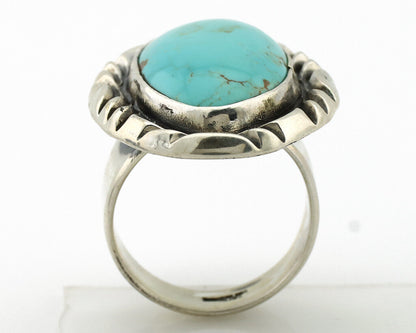 Men's Navajo Ring 925 Silver Blue Turquoise Artist Signed C Montoya C.80's