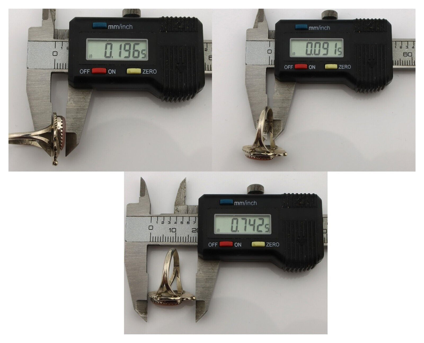 Navajo Ring .925 Silver Natural Pink Mussel Artist Signed Justin Morris C.80's