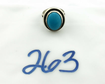 Navajo Ring .925 Silver Kingman Turquoise Handmade Native American Artist C80s