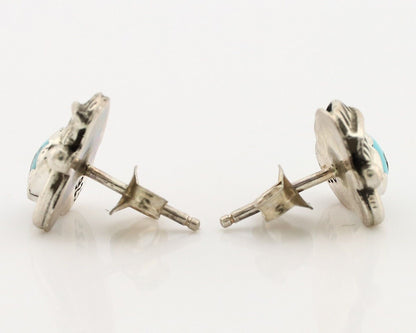 Navajo Earrings 925 Silver Natural Mined Turquoise Native American Artist C.80's