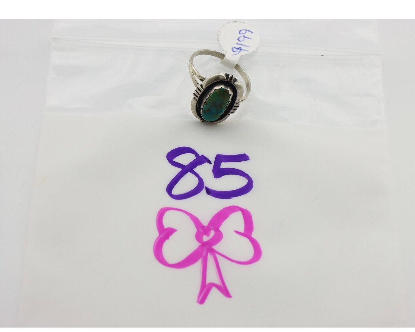 Navajo Ring .925 Silver Blue Gem Turquoise Native American Artist C.80's