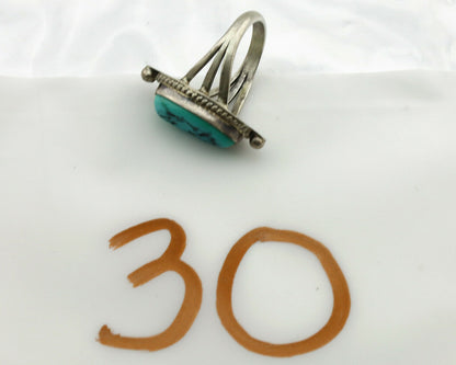 Navajo Ring .925 Silver Blue Turquoise Artist Signed S King C.1980's