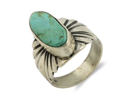 Navajo Ring .925 Silver Kingman Turquoise Artist Signed Apache C.80's