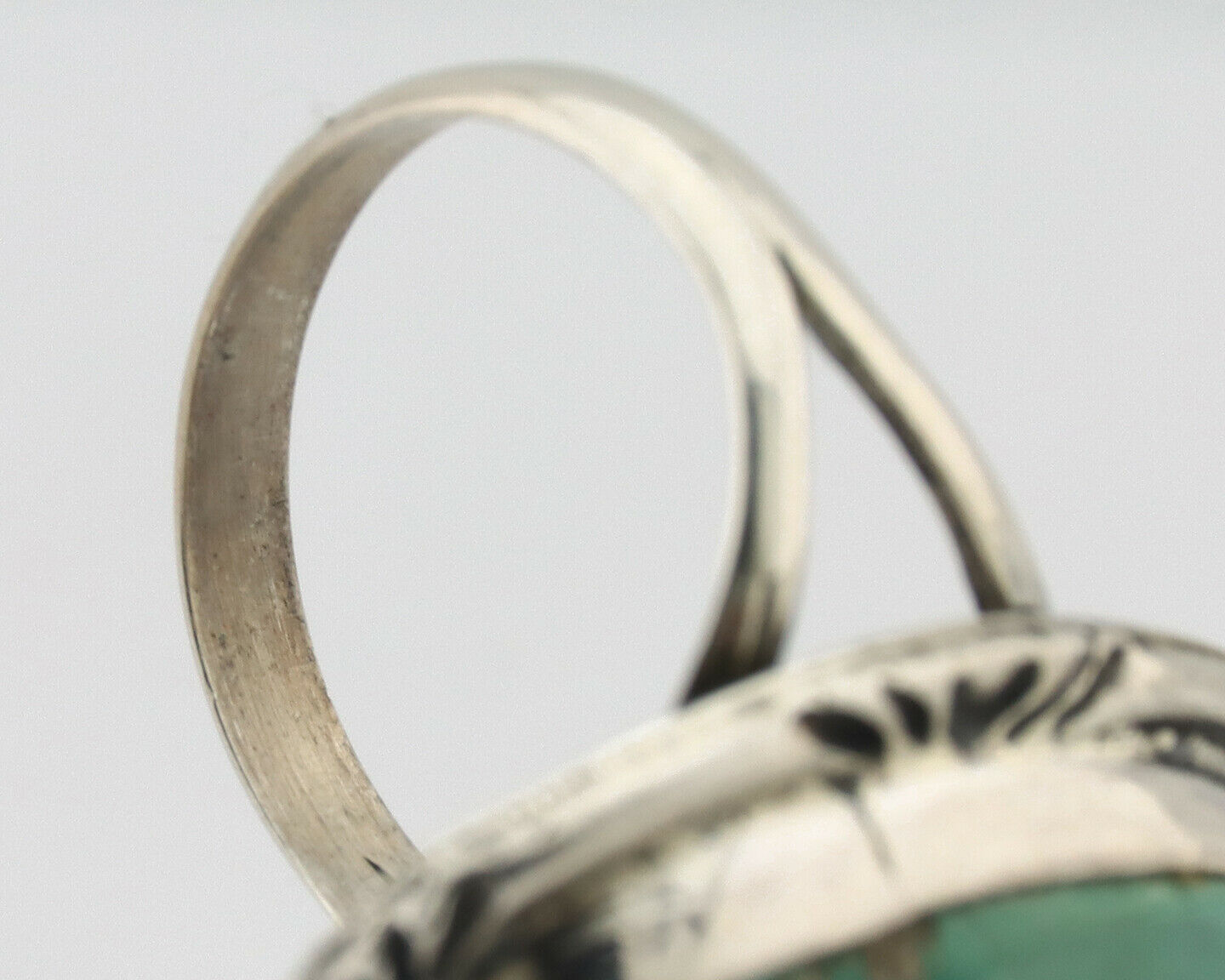 Navajo Ring .925 Silver Kingman Turquoise Native Artist Signed C.80's