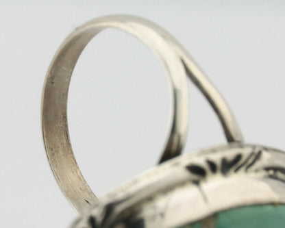 Navajo Ring .925 Silver Kingman Turquoise Native Artist Signed C.80's