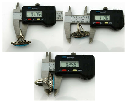 Navajo Ring .925 Silver Natural Blue Turquoise Artist Signed SC C.80's