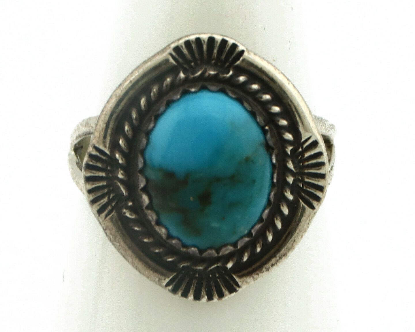 Navajo Ring .925 Silver Natural Blue Turquoise Native American Artist C.80's